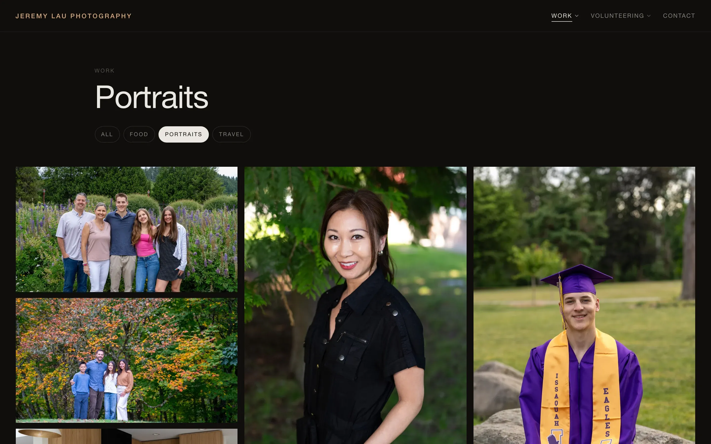 The portraits gallery in dark mode.